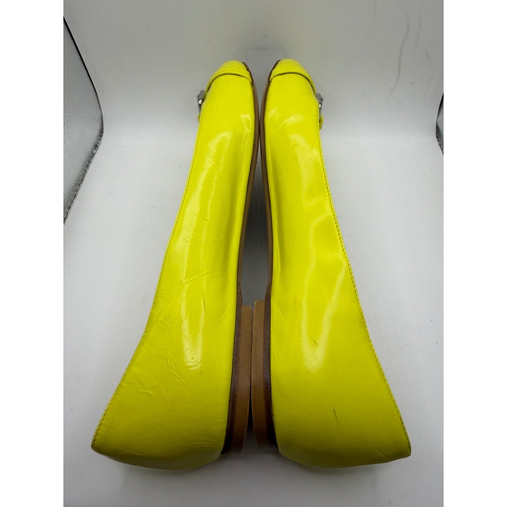 Longchamp Neon Yellow Leather Buckle Ballet Flats Made in Italy Size 39 - Picture 6 of 8